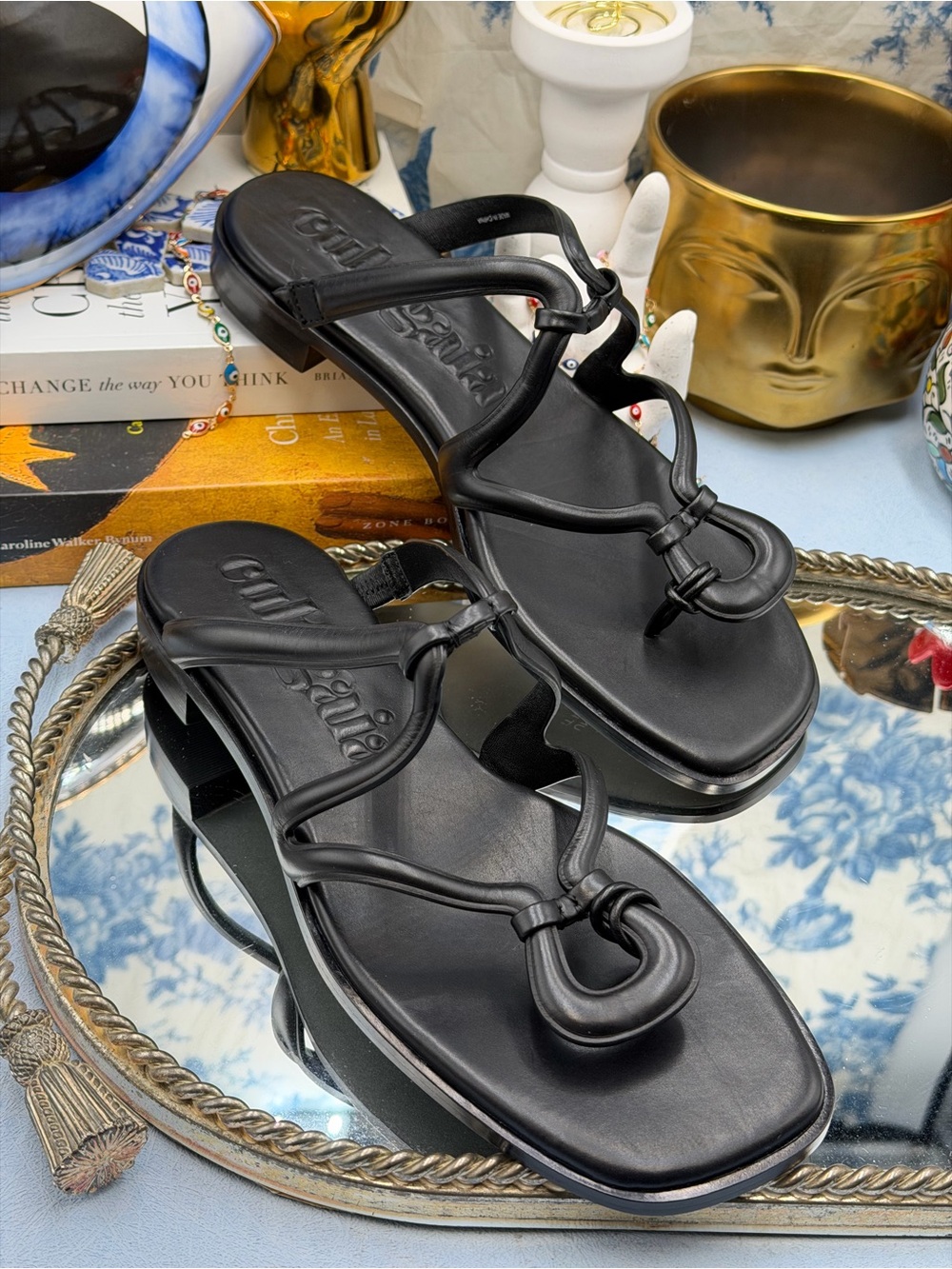 🆕 CULT GAIA 🧿 NWOB Estee Flat Leather Sandal, Black - Sz 37 US 7 - Picture 6 of 13